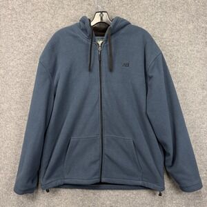 New Balance Mens XLT Blue Sherpa Lined Full Zip Fleece Hoodie Jacket RN130893